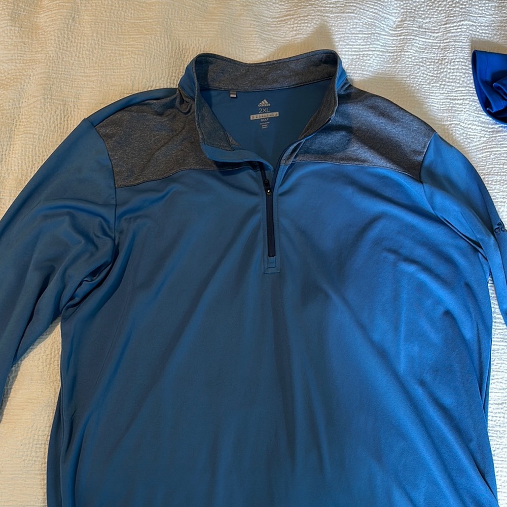 Adidas Blue and Gray Quarter-Zip Top